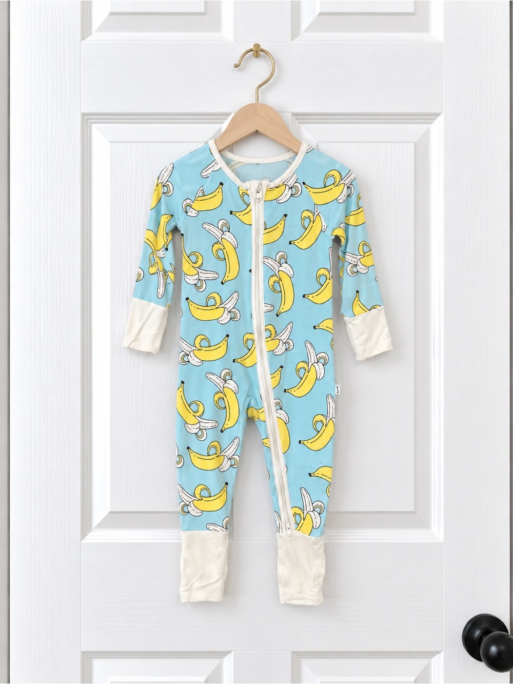 Little Sleepies Banana Print Bamboo Convertible Zippy Pajamas 0–3 Months VGUC